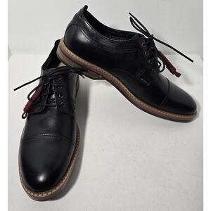 Clarks Mens Pitney Cap Derby Leather Oxfords Dress Shoes Black Lace Up SZ 12 NEW